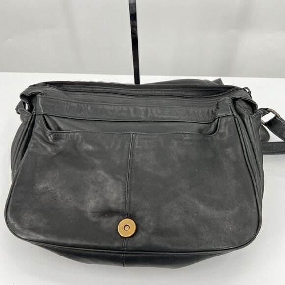 Derek Alexander Dali Soft Black Leather Crossbody Shoulder Bag Messenger - Picture 7 of 11